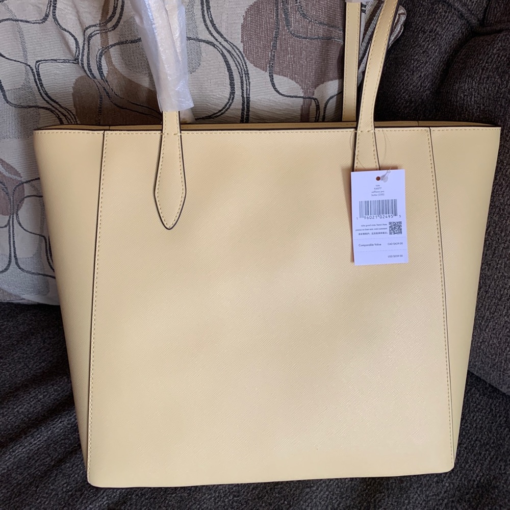 Authentic KATE SPADE Saffiano leather zip top Tote/Flower charm - Picture 5 of 14